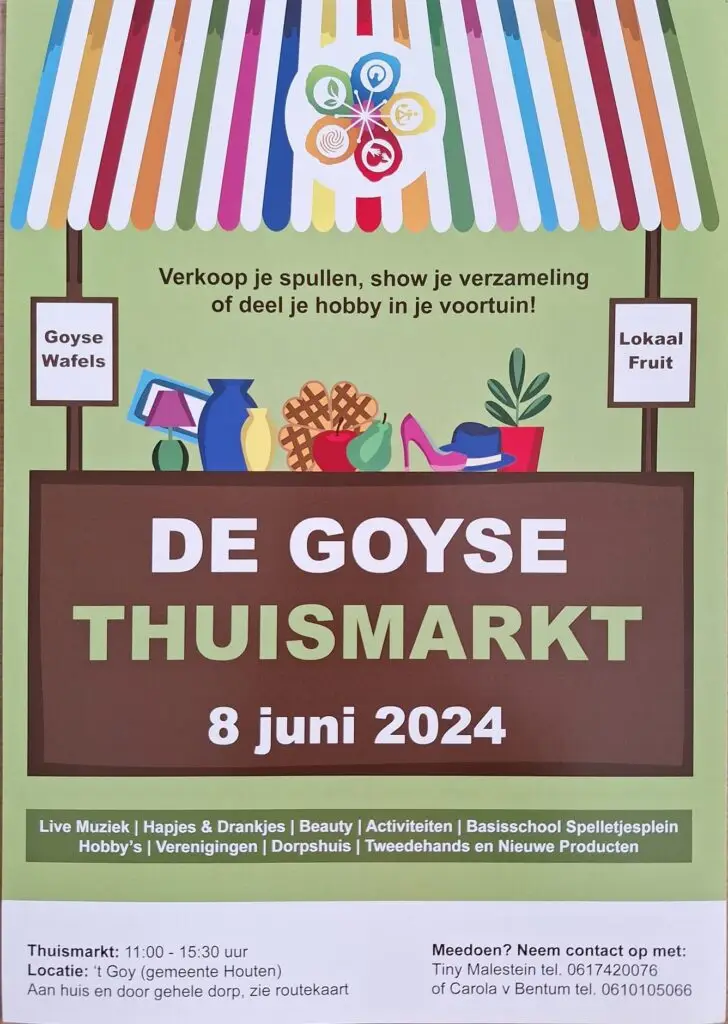 Afbeelding van de Goyse Thuismarkt met de planning en sponoren
